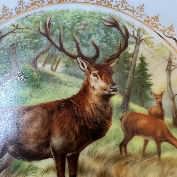 Antique 9” STAG Plate from Porzellanfabrik Moschendorf , Bavaria. 1885-1937 - Picture 3 of 12